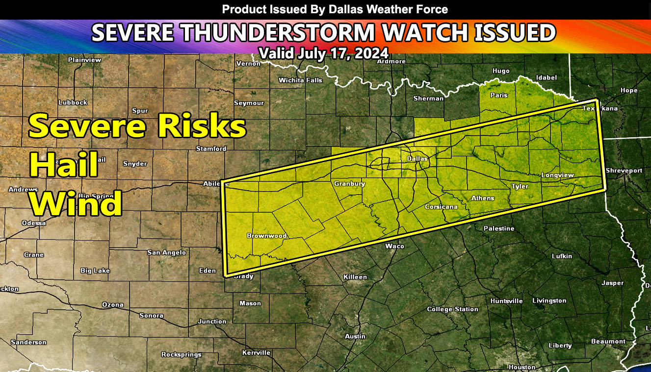 Some Severe Thunderstorms Expected Across North-Central to Northeastern Texas Today: 7-17-2024